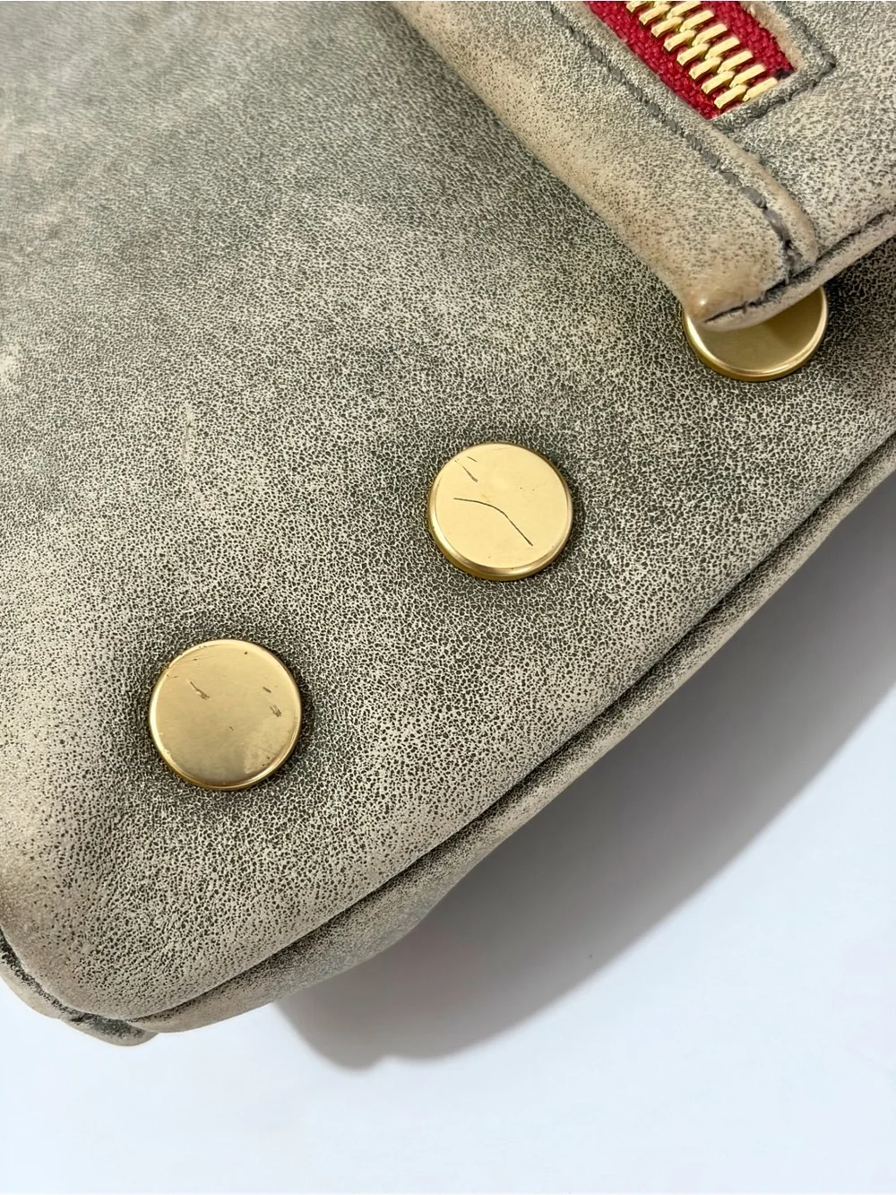 Hammitt VIP Medium Crossbody In Pewter With Gold Hardware/Red Zip